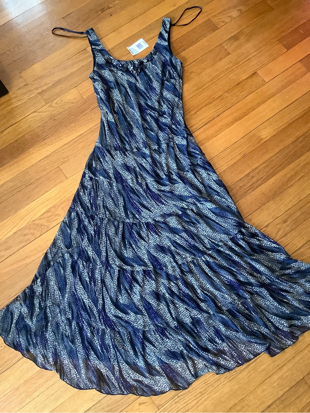 Jessica Howard Navy and White Patterned Sleeveless Maxi Dress